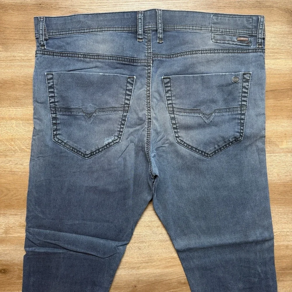 Diesel Tepphar Jeans Men 33x26 Blue Slim Carrot Stretch Dark Wash Distress 0607Y
